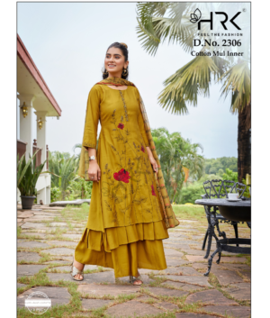HRK Premium Black 3-Piece Readymade Suit Set (Kurti, Pant & Floral Dupatta)